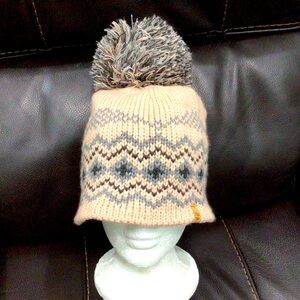 Timberland Pink/Gray Knit Pom Beanie Hat